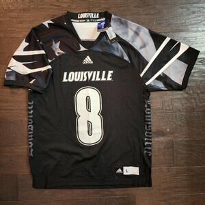 NWT ADIDAS Louisville Cardinals #8 BLACK Football Jersey L